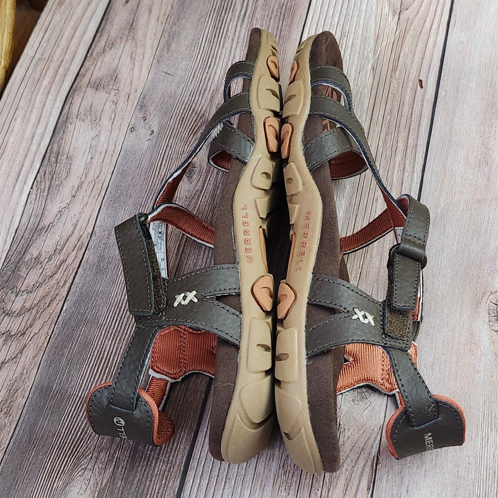Merrell Espresso Red Leather Strappy Performance Sandals J001230 Womens 7 - Picture 3 of 10